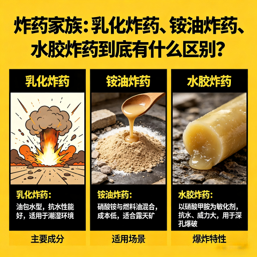巴音郭楞炸药家族：乳化炸药、铵油炸药、水胶炸药到底有什么区别？